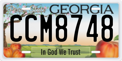 GA license plate CCM8748