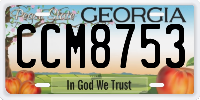 GA license plate CCM8753