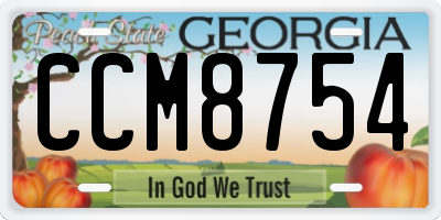 GA license plate CCM8754