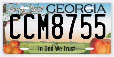 GA license plate CCM8755