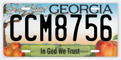 GA license plate CCM8756