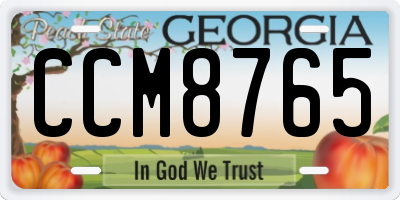 GA license plate CCM8765