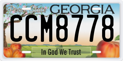 GA license plate CCM8778