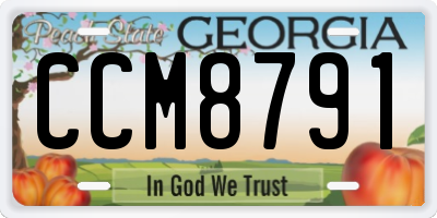 GA license plate CCM8791