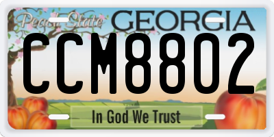 GA license plate CCM8802