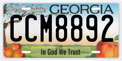 GA license plate CCM8892