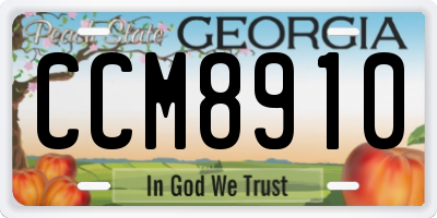 GA license plate CCM8910