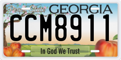 GA license plate CCM8911