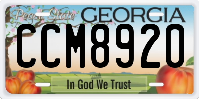 GA license plate CCM8920