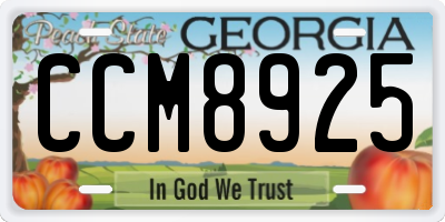 GA license plate CCM8925