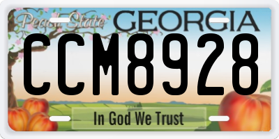 GA license plate CCM8928