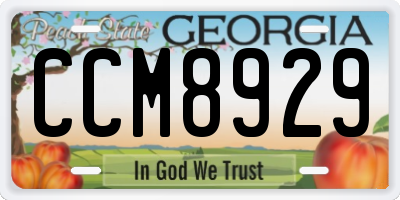 GA license plate CCM8929