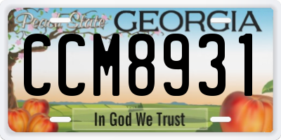 GA license plate CCM8931