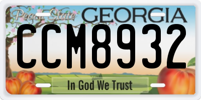 GA license plate CCM8932