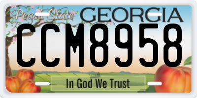 GA license plate CCM8958