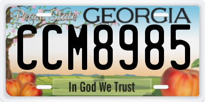 GA license plate CCM8985