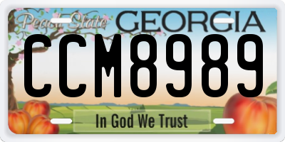 GA license plate CCM8989