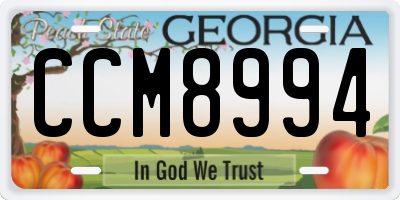 GA license plate CCM8994