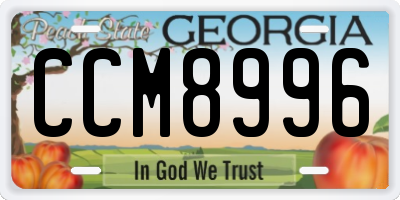 GA license plate CCM8996