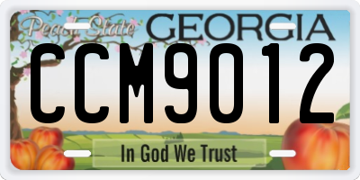 GA license plate CCM9012