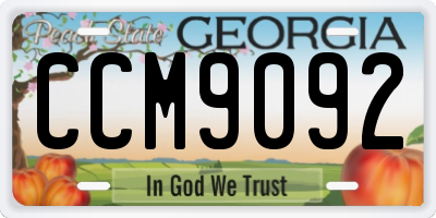 GA license plate CCM9092