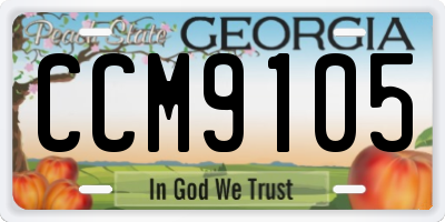 GA license plate CCM9105