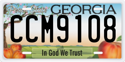 GA license plate CCM9108