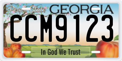 GA license plate CCM9123