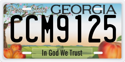GA license plate CCM9125