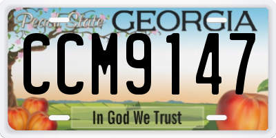 GA license plate CCM9147