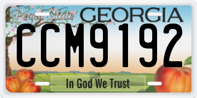 GA license plate CCM9192