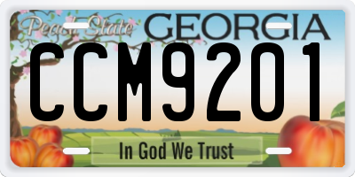 GA license plate CCM9201
