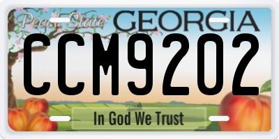 GA license plate CCM9202