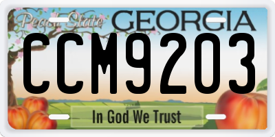 GA license plate CCM9203