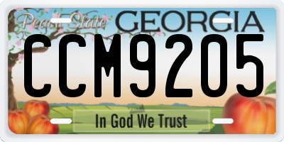 GA license plate CCM9205