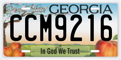 GA license plate CCM9216