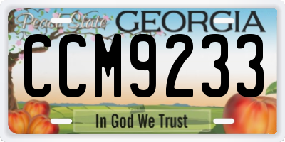 GA license plate CCM9233