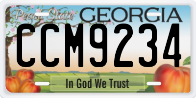 GA license plate CCM9234