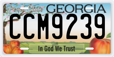 GA license plate CCM9239