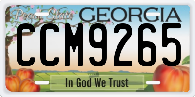 GA license plate CCM9265