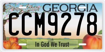 GA license plate CCM9278