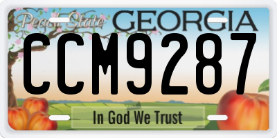 GA license plate CCM9287