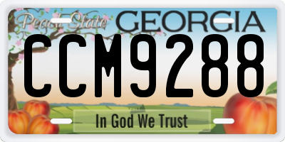 GA license plate CCM9288
