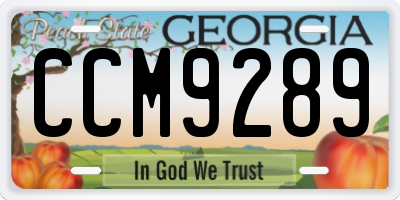 GA license plate CCM9289