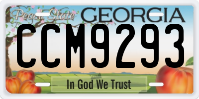 GA license plate CCM9293