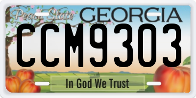GA license plate CCM9303