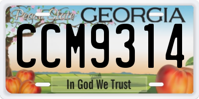 GA license plate CCM9314