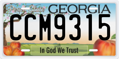 GA license plate CCM9315