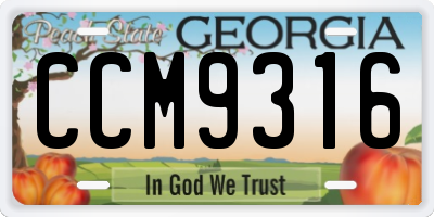 GA license plate CCM9316