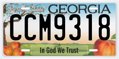 GA license plate CCM9318